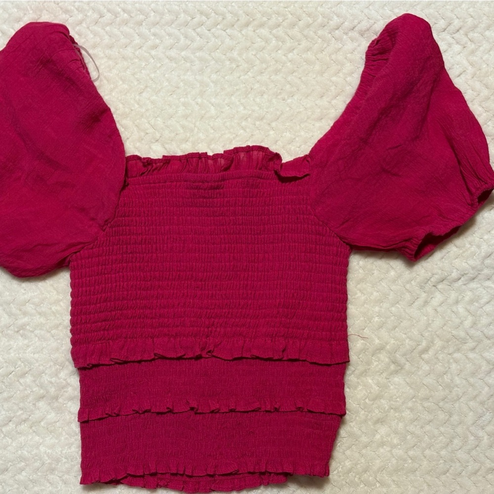 Target Fuchsia Puff Sleeve Blouse